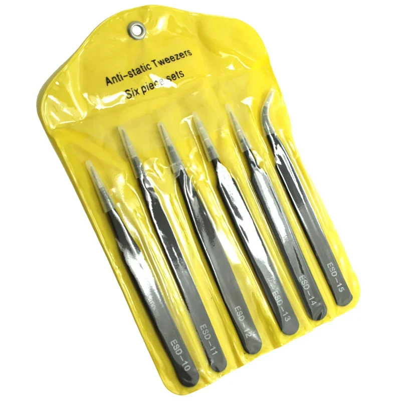 Soldering Iron Kit - 6PCS Precision Tweezers Set ESD Anti
