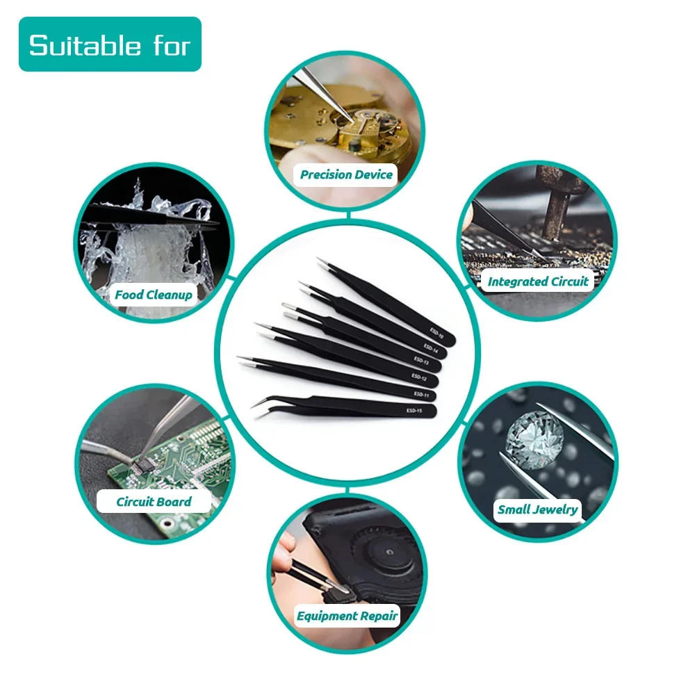 6pcs Precision Tweezers Set ES - Soldering Iron Kit 리뷰 및 가격