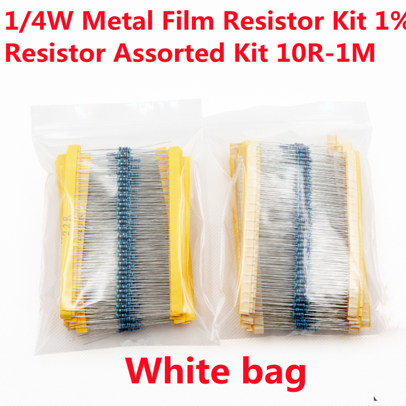 600PCS/Lot 1/4W 10R-1M Metal F - Resistor Kit 1 4W 리뷰 및 가격