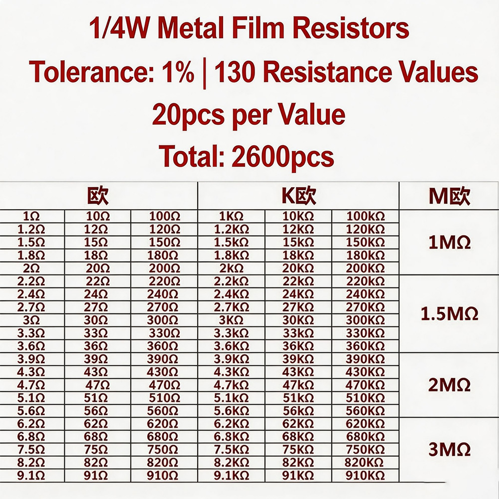 2600pcs Metal Film Resistors A - Resistor Kit 1 4W 리뷰 및 가격