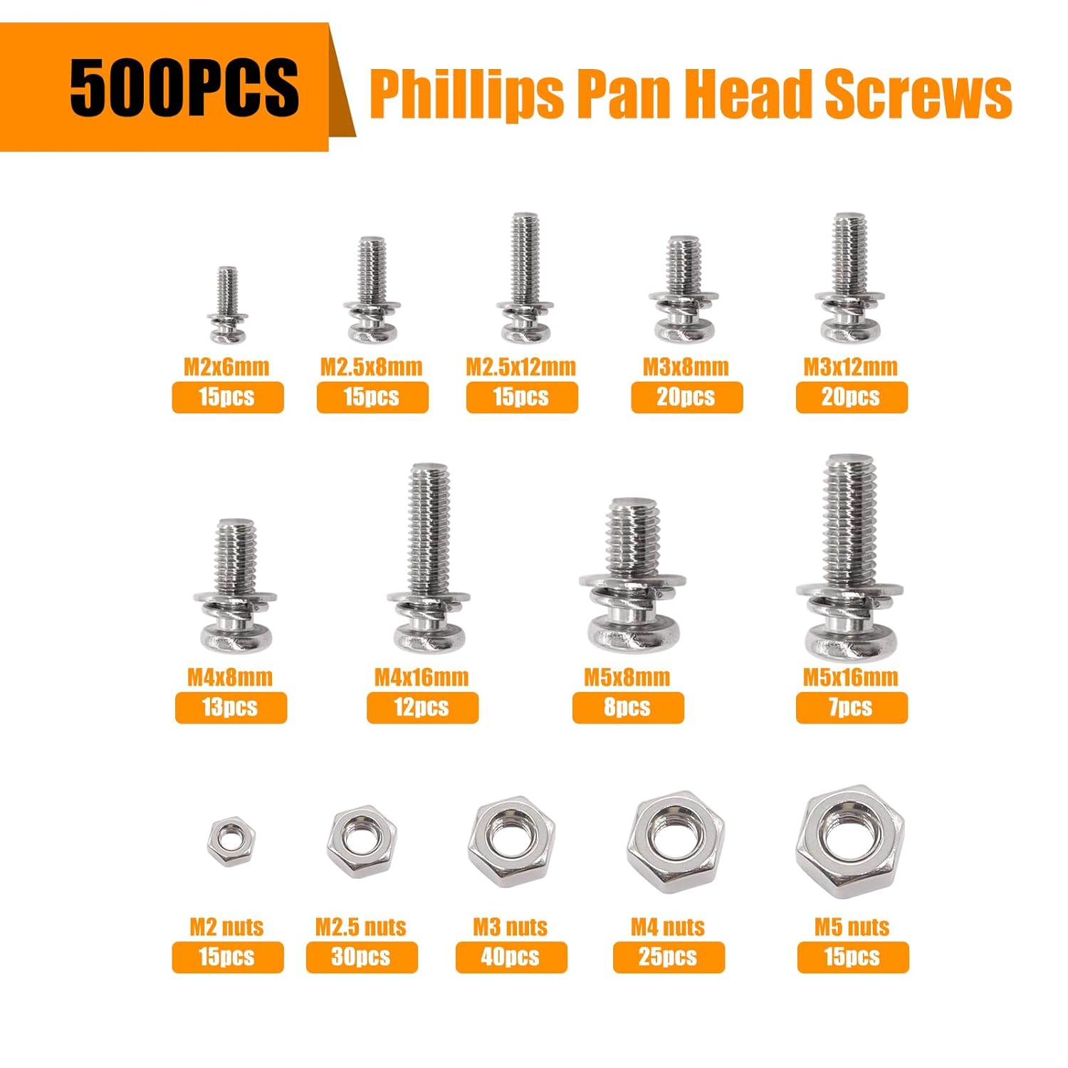500Pcs Nut and Bolt Assortment - Diy Motorcycle Electronics 리뷰 및 가격