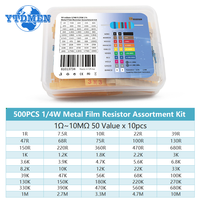 300-600PCS 1/4W Metal Film Res - Resistor Kit 1 4W 리뷰 및 가격