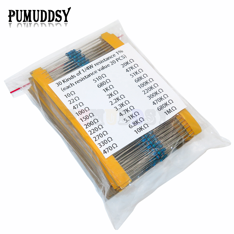 600pcs/set 30 Kinds 1/4W Resis - Resistor Kit 1 4W 리뷰 및 가격